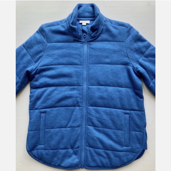 J.Jill Comfy Fit Imperial Blue Quilted Full Zip Jacket Coat - Picture 8 of 10